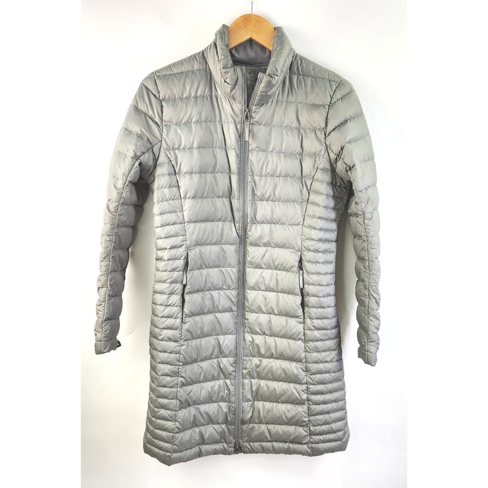 Patagonia Jacket Womens XS Fiona Parka Long Puffer Gray Mock Neck Coat Zip